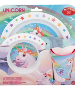 Unicorn - Zestaw naczyń do mikrofali (Talerz, miska, kubek)